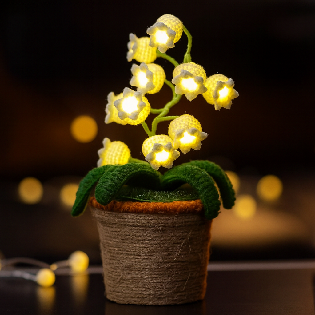 Leuchtende Häkelblume – Handgemacht